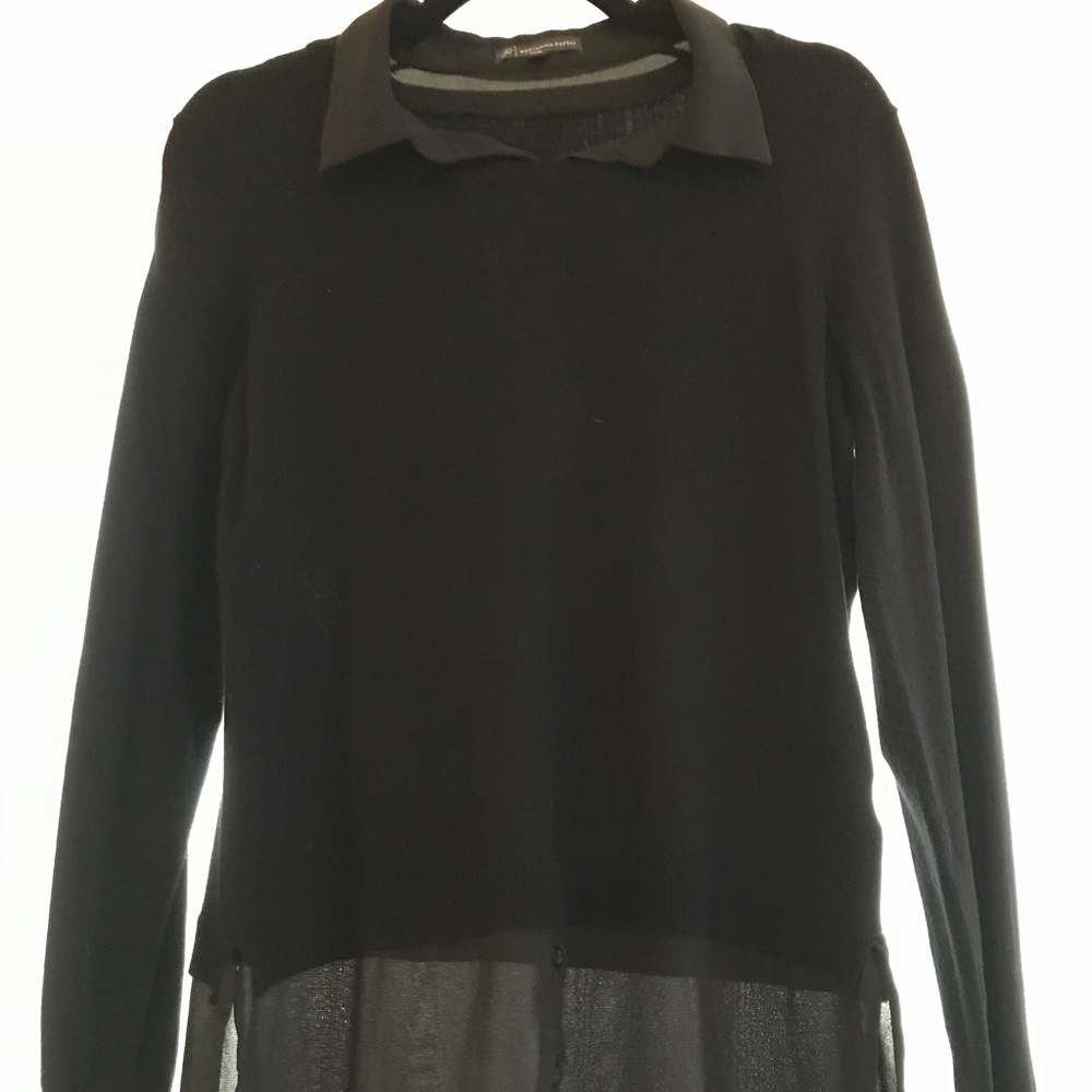 Black sweater with chiffon details